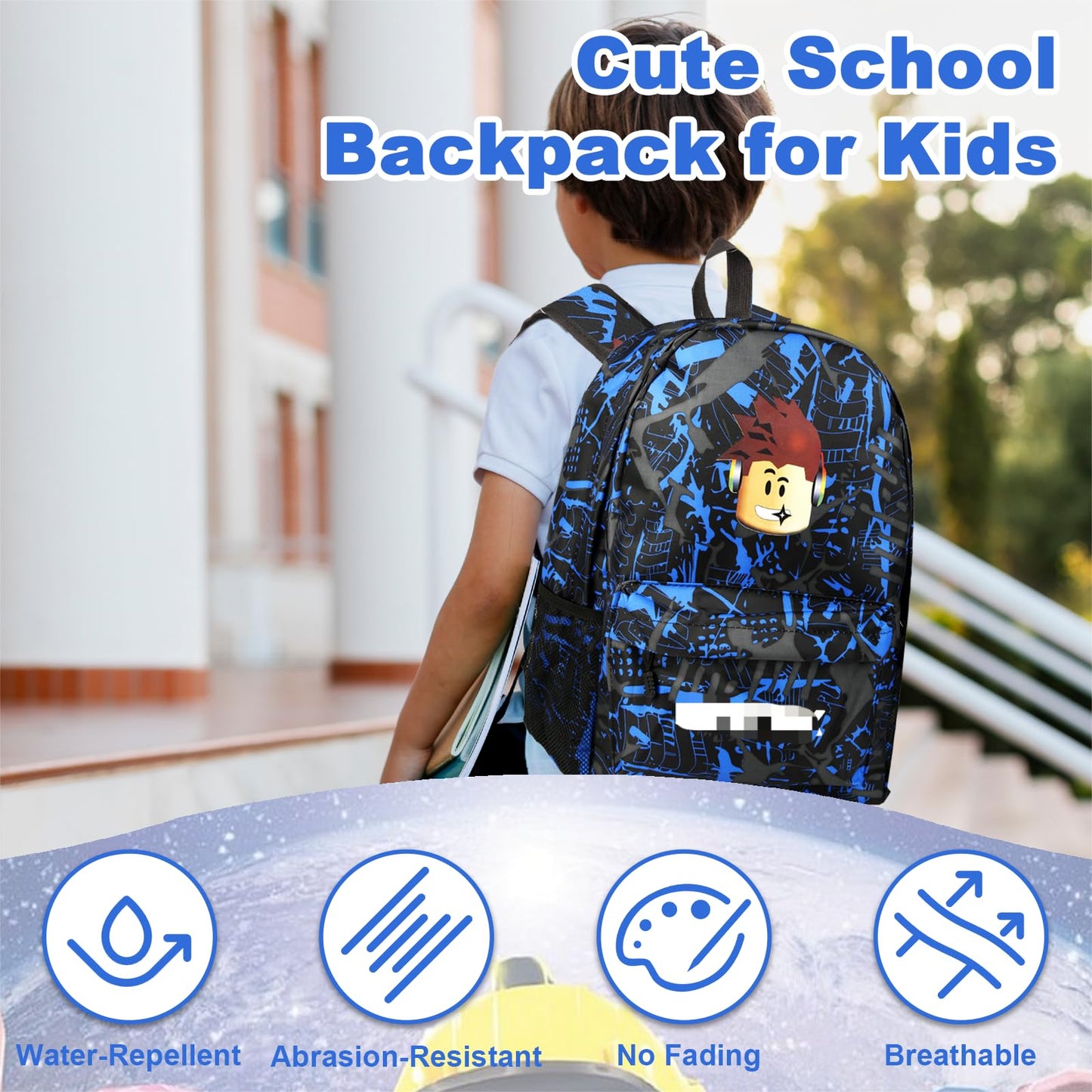 yumcute De-mn Backpack Kids, Teen Game School Bags, Children Primary Schoolbag, Children's School Backpack, 17 Inch Large Capacity Travel Rucksack Waterproof Boys Girls Book Bags for Aged 3-12 Years