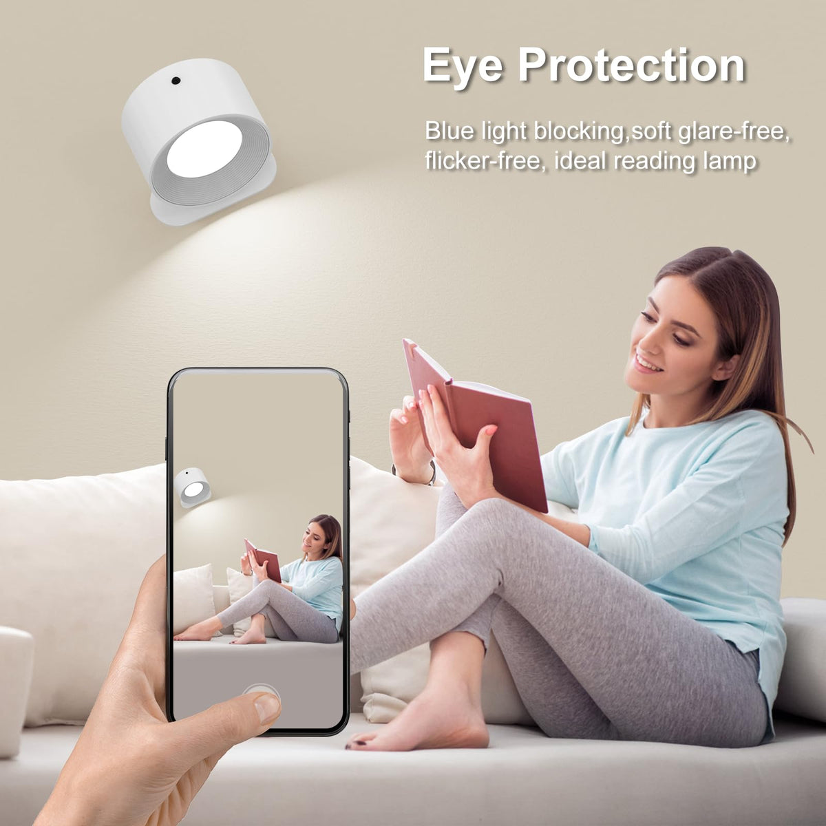 Coollamp LED Battery Operated Wall Lights, 3Pack Wall Lamp with Remote Control 3 Color Modes 3 Brightness Levels 360°Rotate Magnetic, Reading Lights for Living Room Bedroom Black