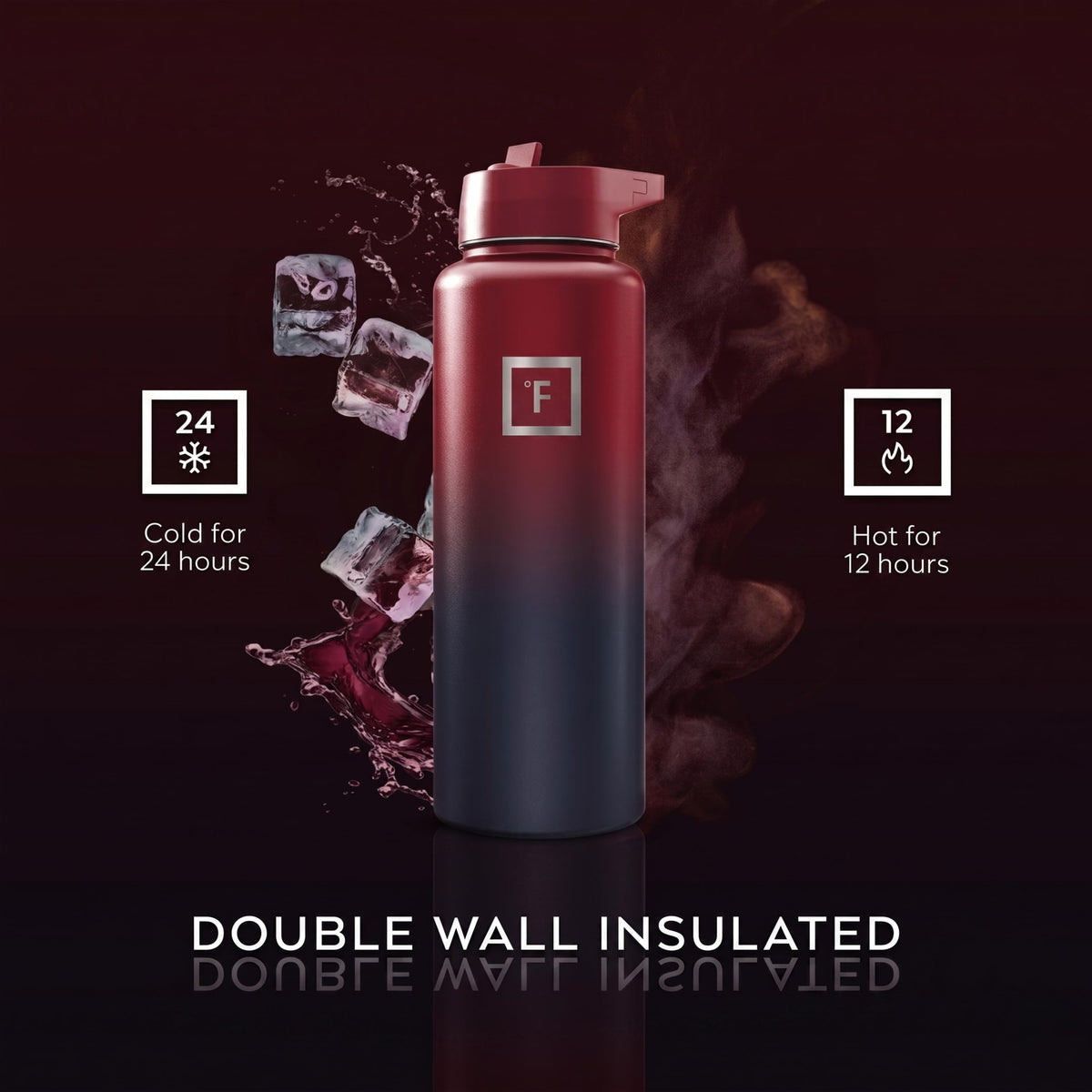 Insulated Water Bottle with Straw - 650/950/1200/1800 ml - Leakproof Double-Walled Stainless Steel Metal Drink Flask BPA-Free - Sports Travel Gym Camping Hiking Kids