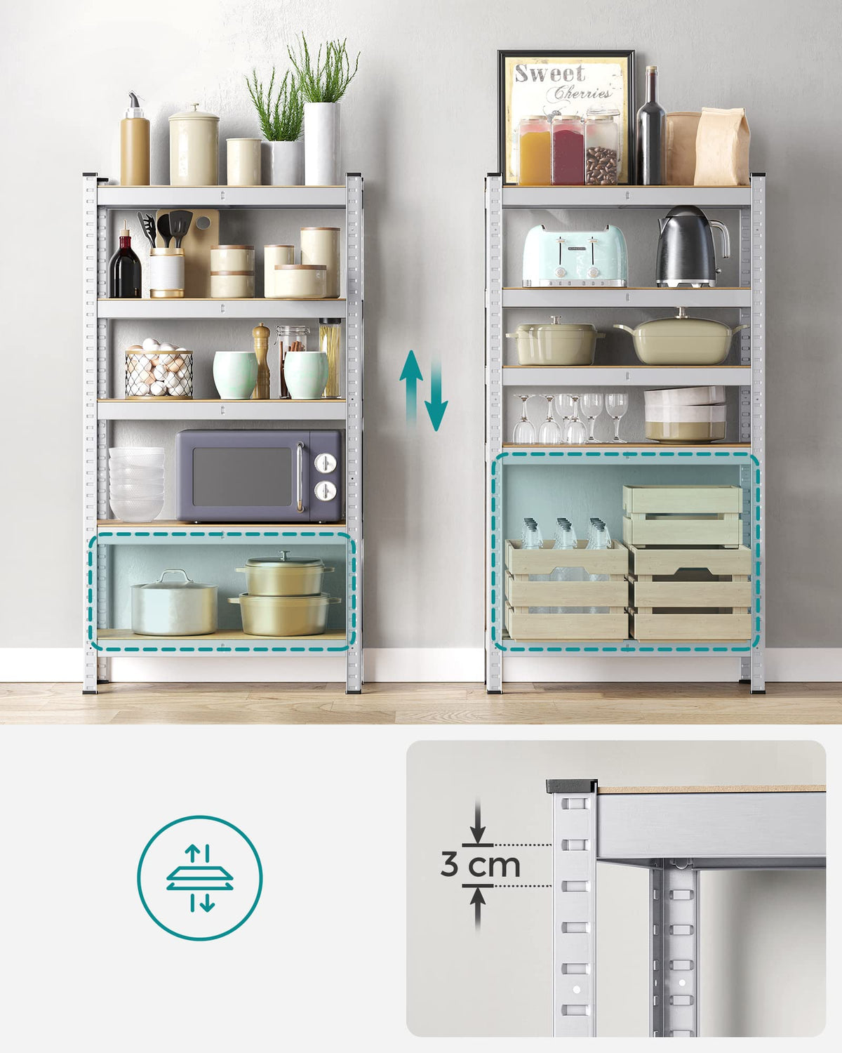 SONGMICS 5-Tier Heavy-Duty Shelving Units, Set of 2, Boltless Assembly