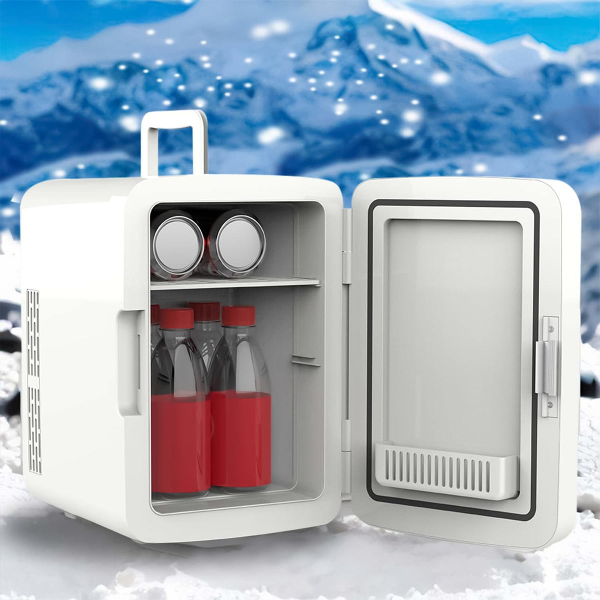 Crystals Mini Fridge, 10L Table Top Small Fridge Cooler & Warmer for Car Bedrooms Desk Office, 12V DC - 220 AC, Energy Efficient (Black)