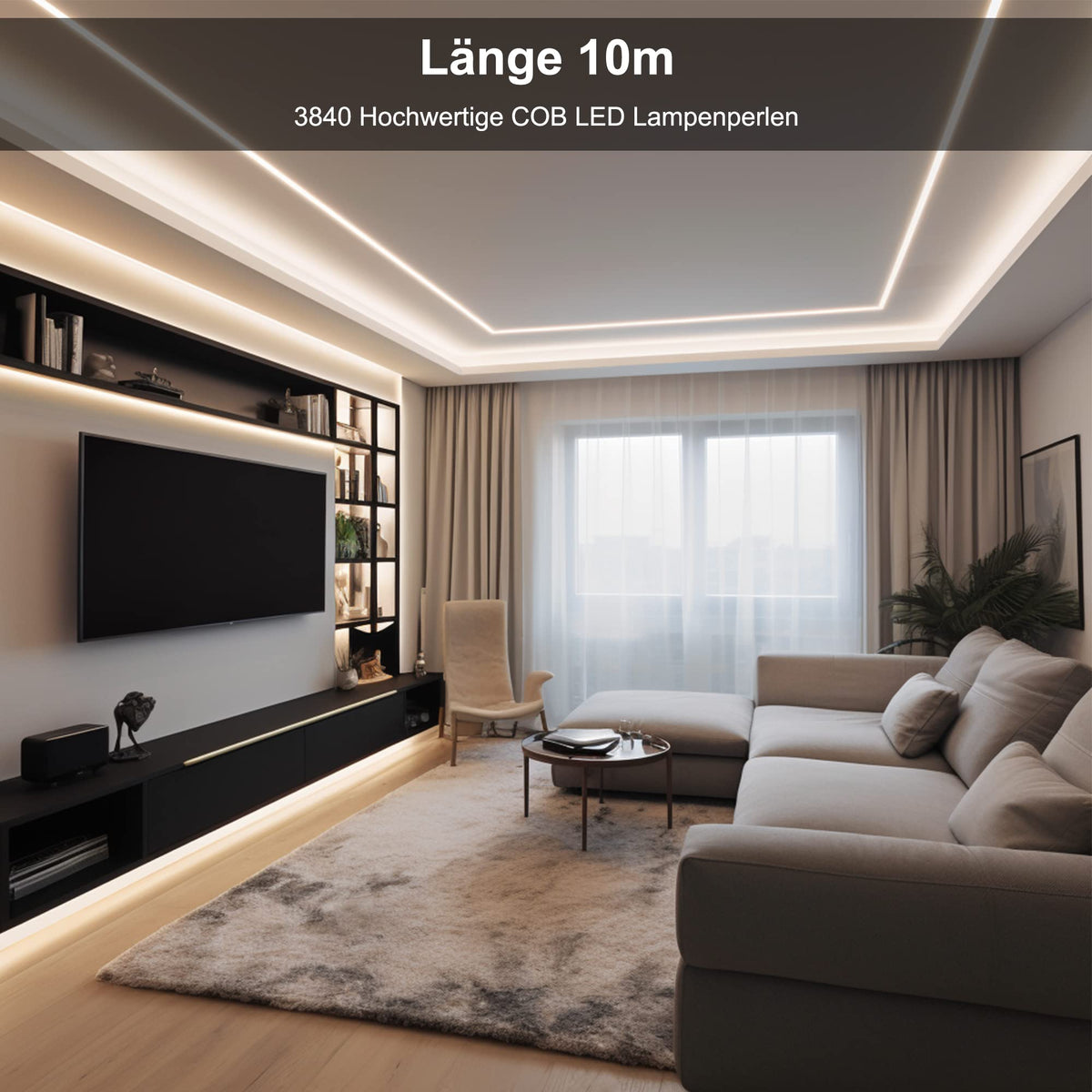 COB LED Strip 3m, 24V, Dimmable, Remote, Warm White, 2700K