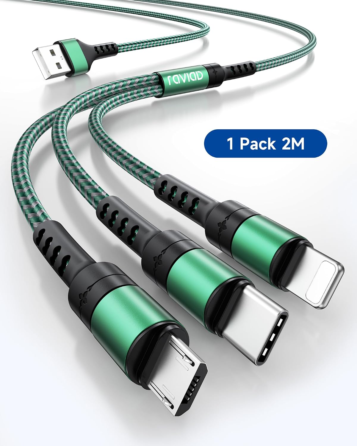 RAVIAD Multi Charger Cable, 3 in 1 Charger Cable 3A USB Fast Charging Cord
