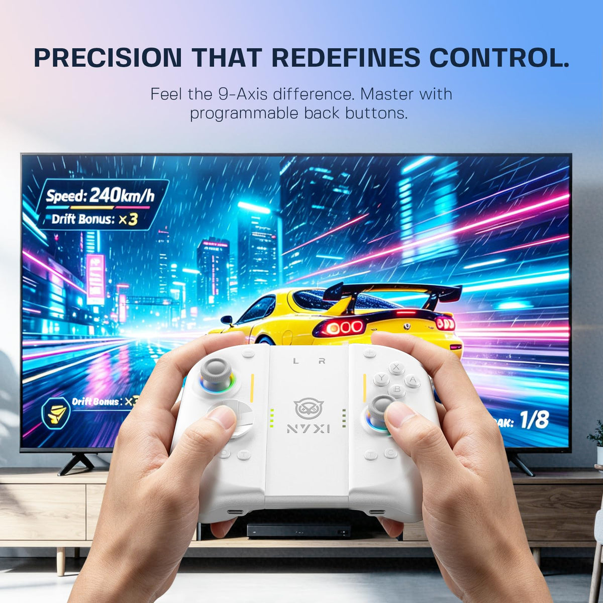 NYXI Hyperion 3 Switch 2 Controller – World's First Third-Party Wireless Controller for Switch 2, 9-Axis Gyro, Hall Effect Joysticks, Full Mechanical Button, Dual Back Button & Adjustable Vibration
