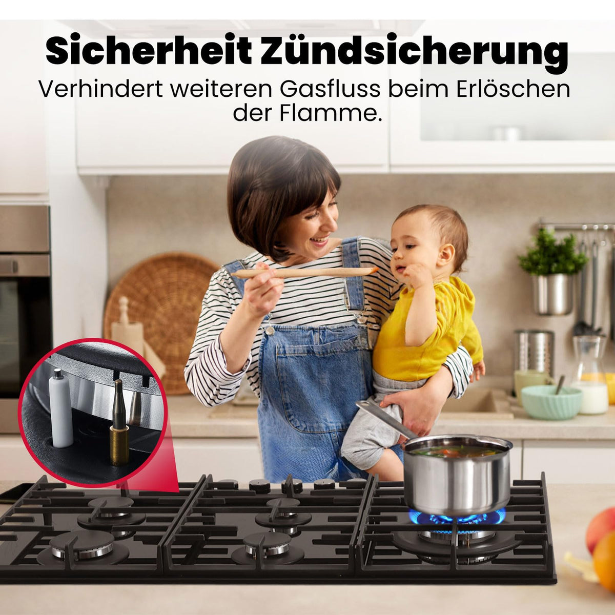 GASLAND GH60SF 60cm Built-in Gas Hob, 4 Burners Stainless Steel Gas Cooktop with Flame Failure Protection, NG/LPG Convertible, 8000W