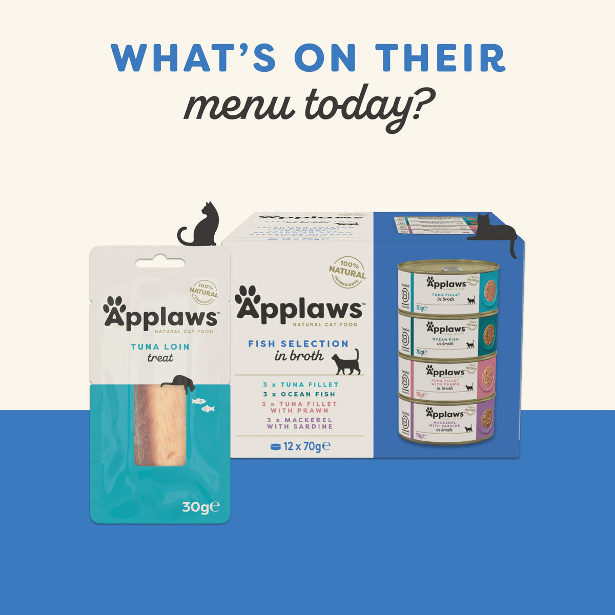Applaws 100% Natural Wet Cat Food 24 x 70g Tuna Fillet Tins in Broth