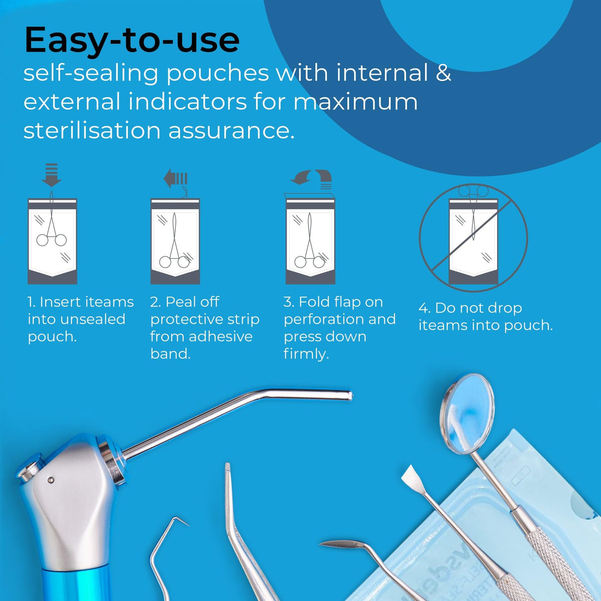 Self Sterilisation Pouches - 57x130mm (Pack Of 200)
