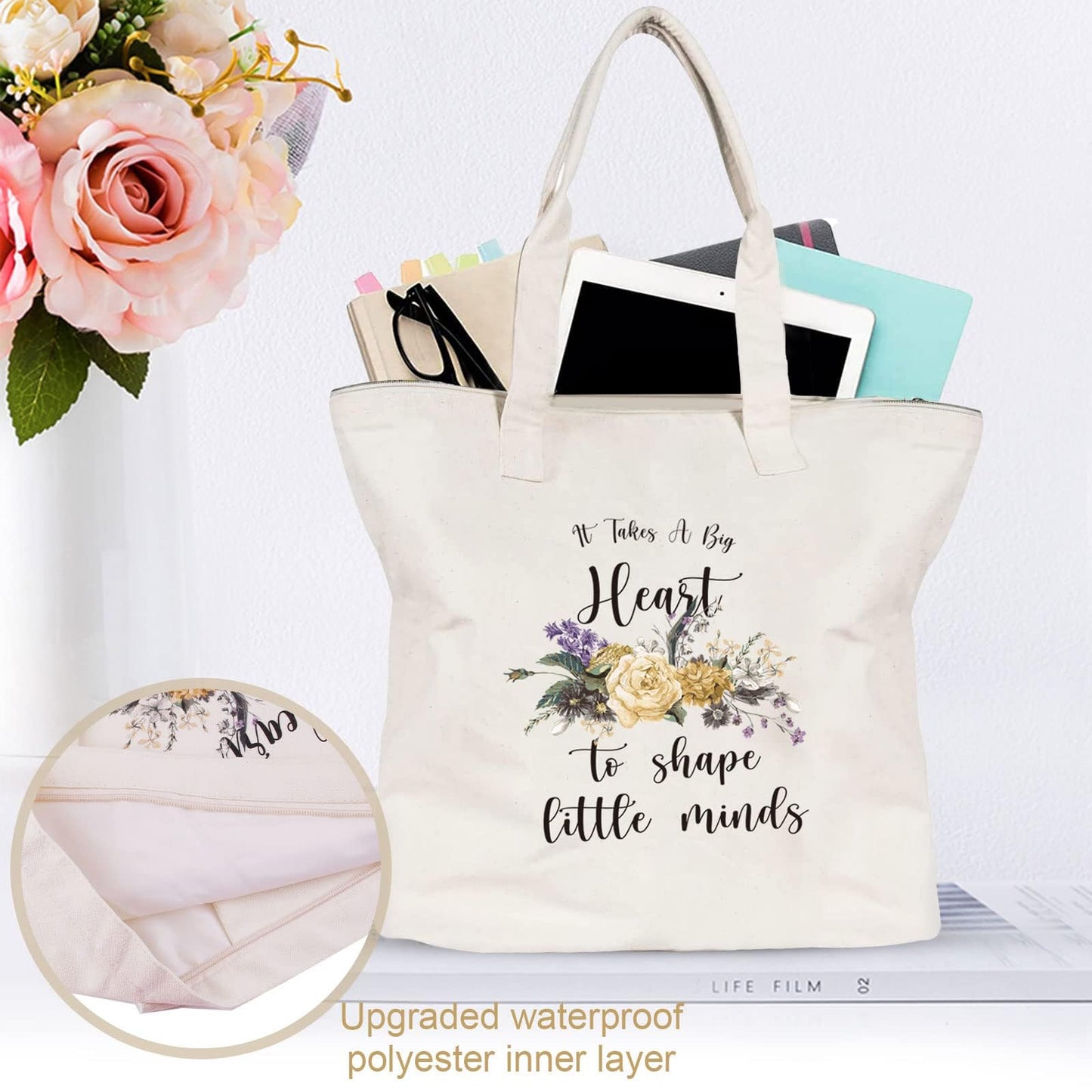 Teacher Tote Bag, Teacher Appreciation Gifts, Teacher Gifts for Women, Thank You Teacher Present Tote Bag, 20OZ Tumbler, Cosmetic Bag, Greeting Cards