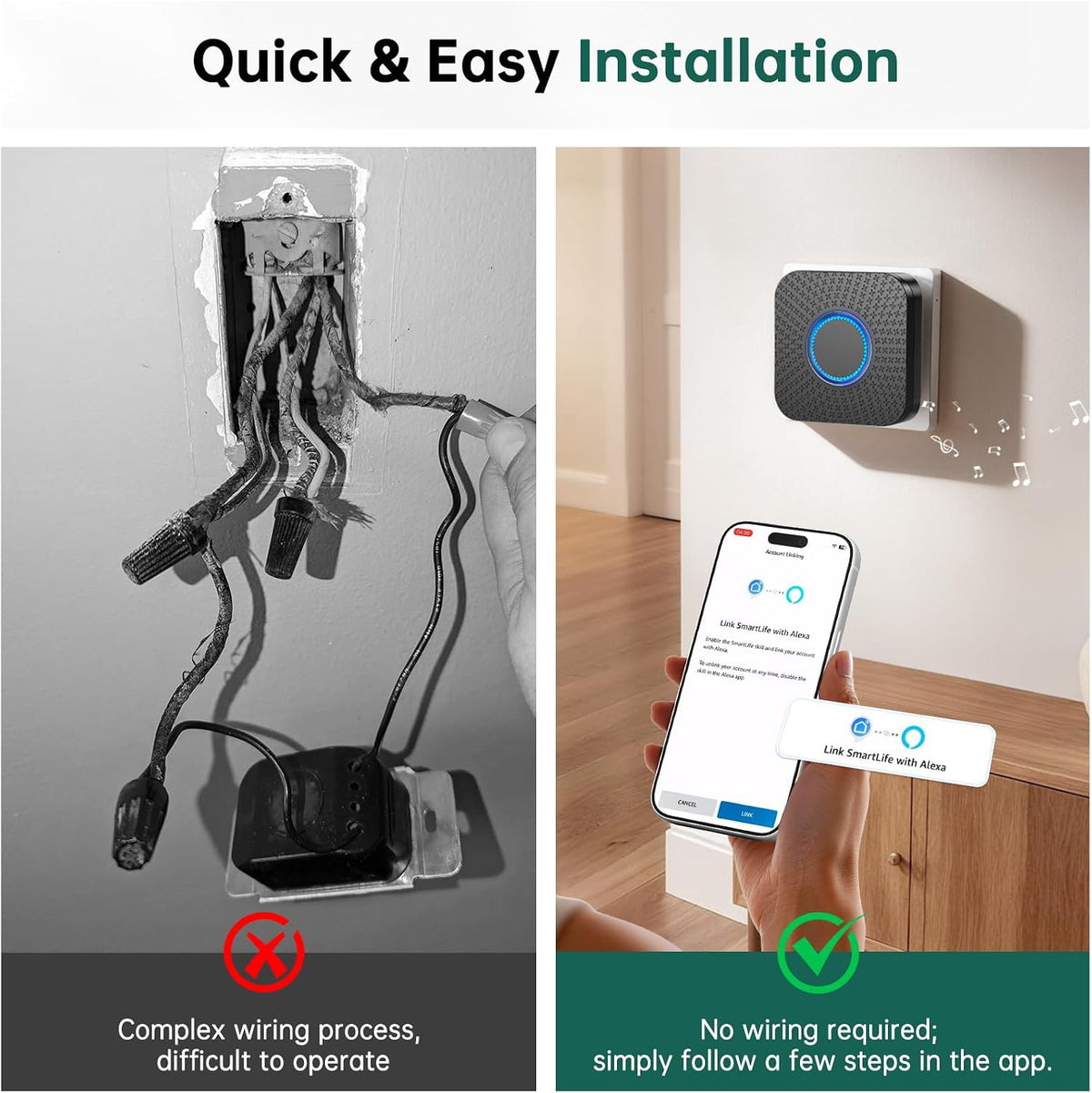 2 Pack Smart Wireless Doorbell Chime, 3 in 1 Doorbell Extender