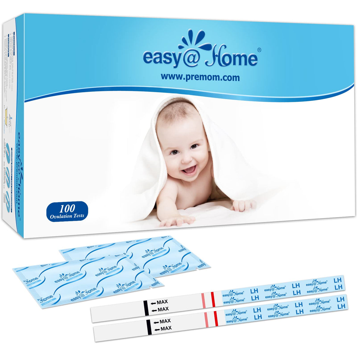 Easy@Home Ovulation Tests 25 Pack, LH Test Kit Powered by Premom App
