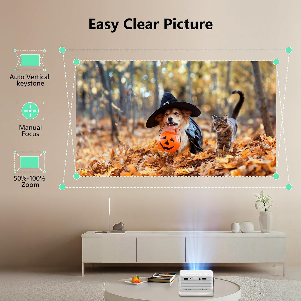 Yoton Y3 Mini Projector, 317g Ultra-Portable, 360° Rotating, Auto Keystone