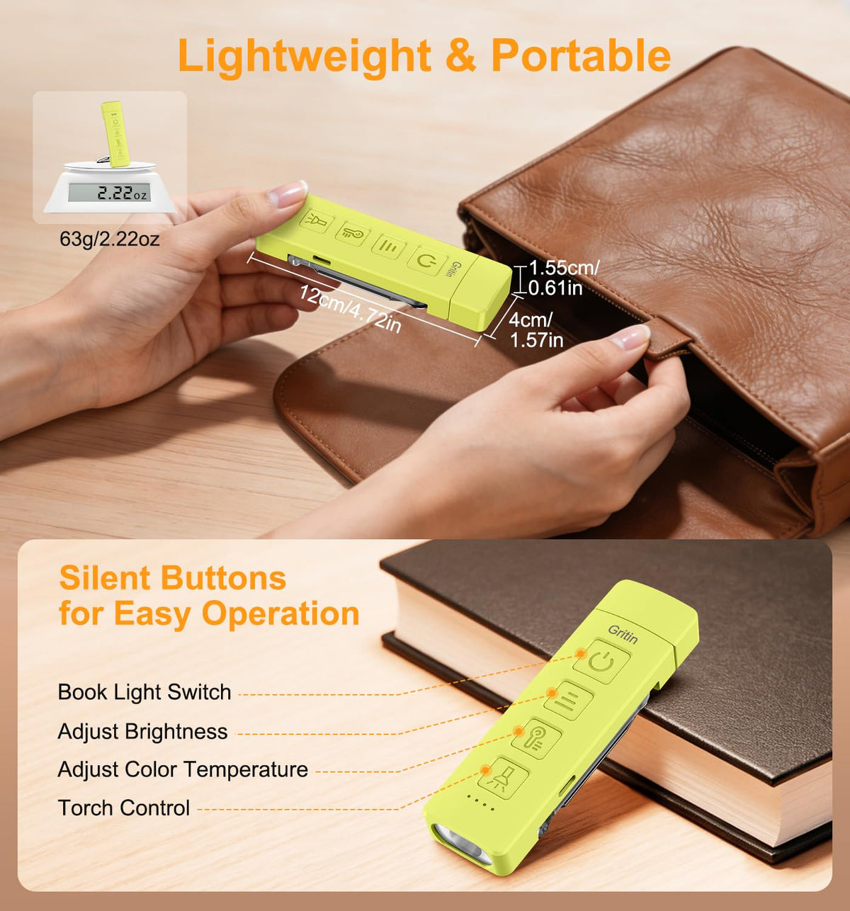 Gritin 2026 Gen 2 Rechargeable Book Light,2-in-1 Reading Light & Torch
