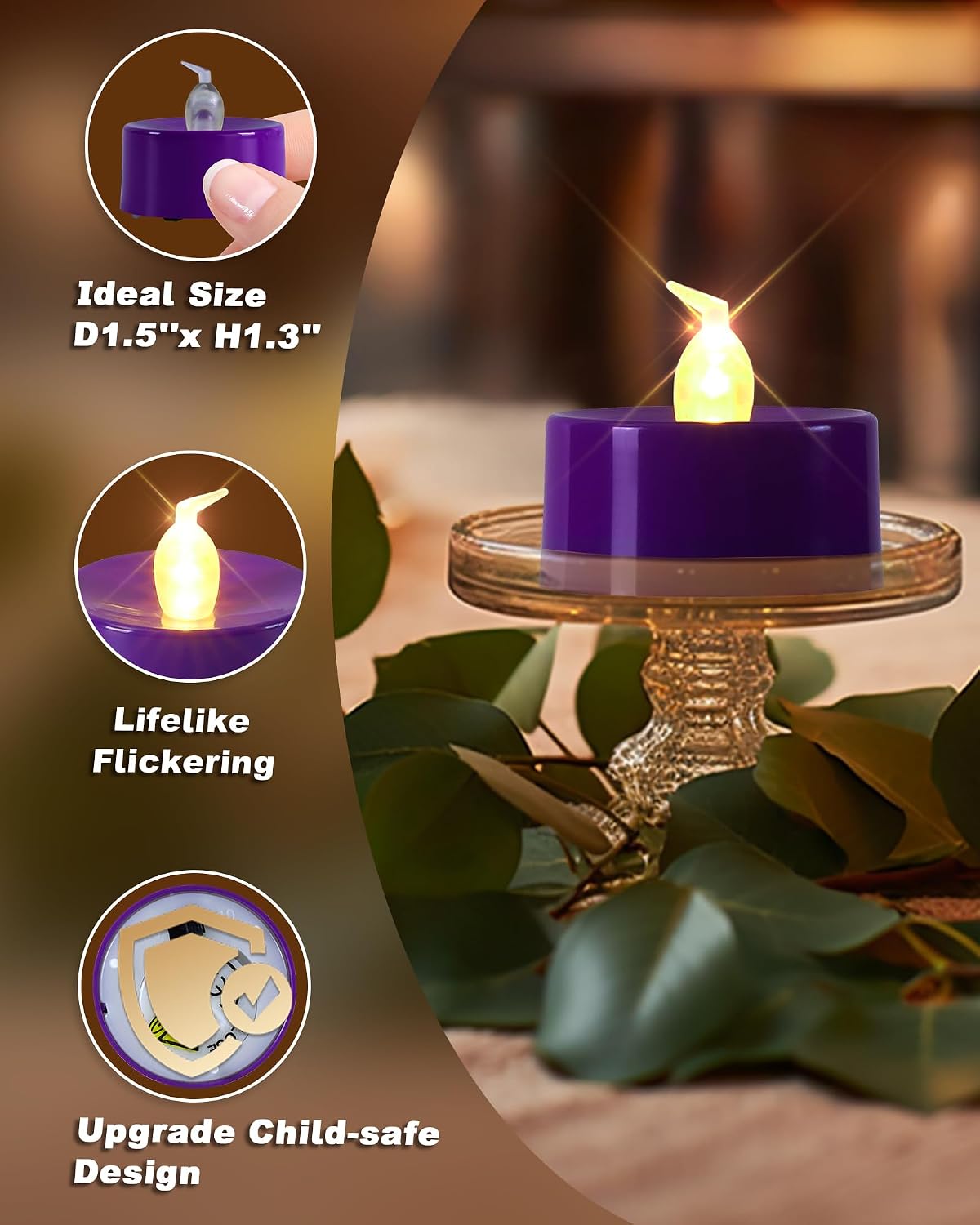 Homemory Led Battery Operated Tea Lights, Fake Electric Flickering Candles