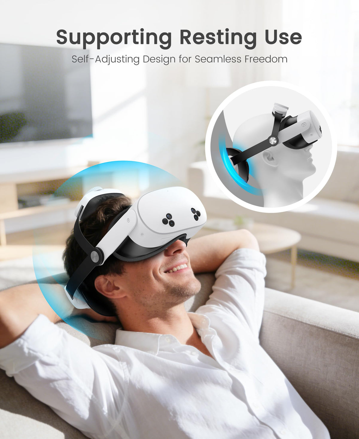 Comfortable Head Strap for Meta Quest 3S/3/2 with 7500mAh LED Display Battery Bank,VR Headset Elite Strap Replacement,All-Directional Adjustable Oculus Headstrap,Enhanced Support & Reduce Pressure