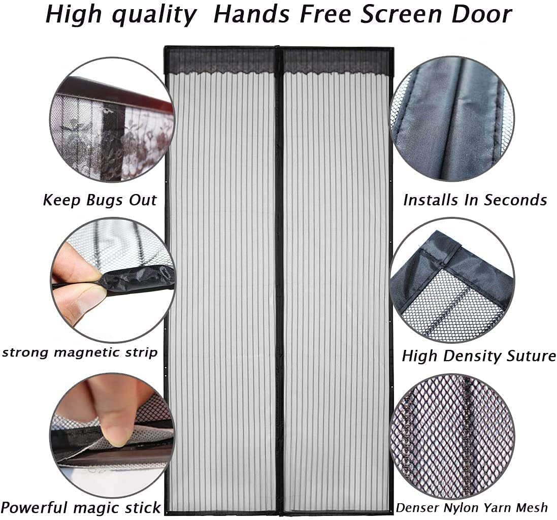 YRH Magnetic Fly Screen Door (90x210cm, Black)