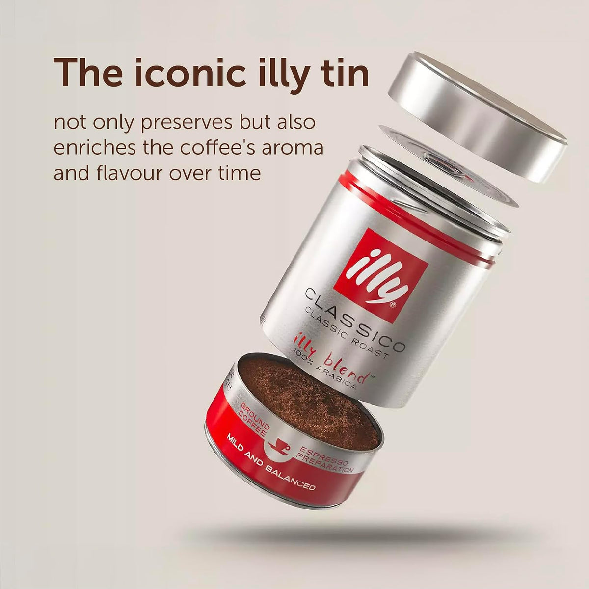 illy Classico Ground Coffee for Espresso, Moka Pot, Cafetiere 250g