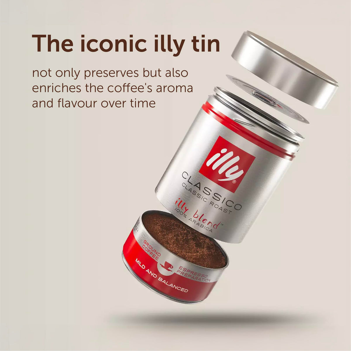 illy Classico Ground Coffee for Espresso, Moka Pot, Cafetiere 250g