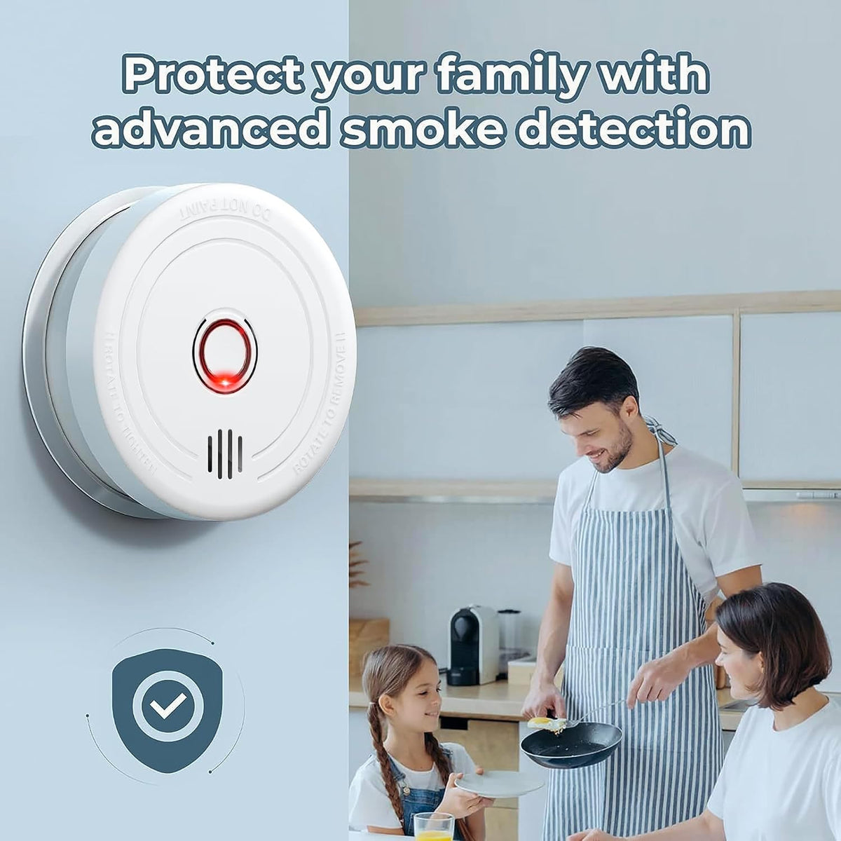 2 Pack Smoke Alarms for Home – 10-Year Life Fire Alarms with 5-Year Replaceable Battery, EN14604 Certified Photoelectric Smoke Detector with Silence Button, LED Light, for Kitchen, Caravan, Office