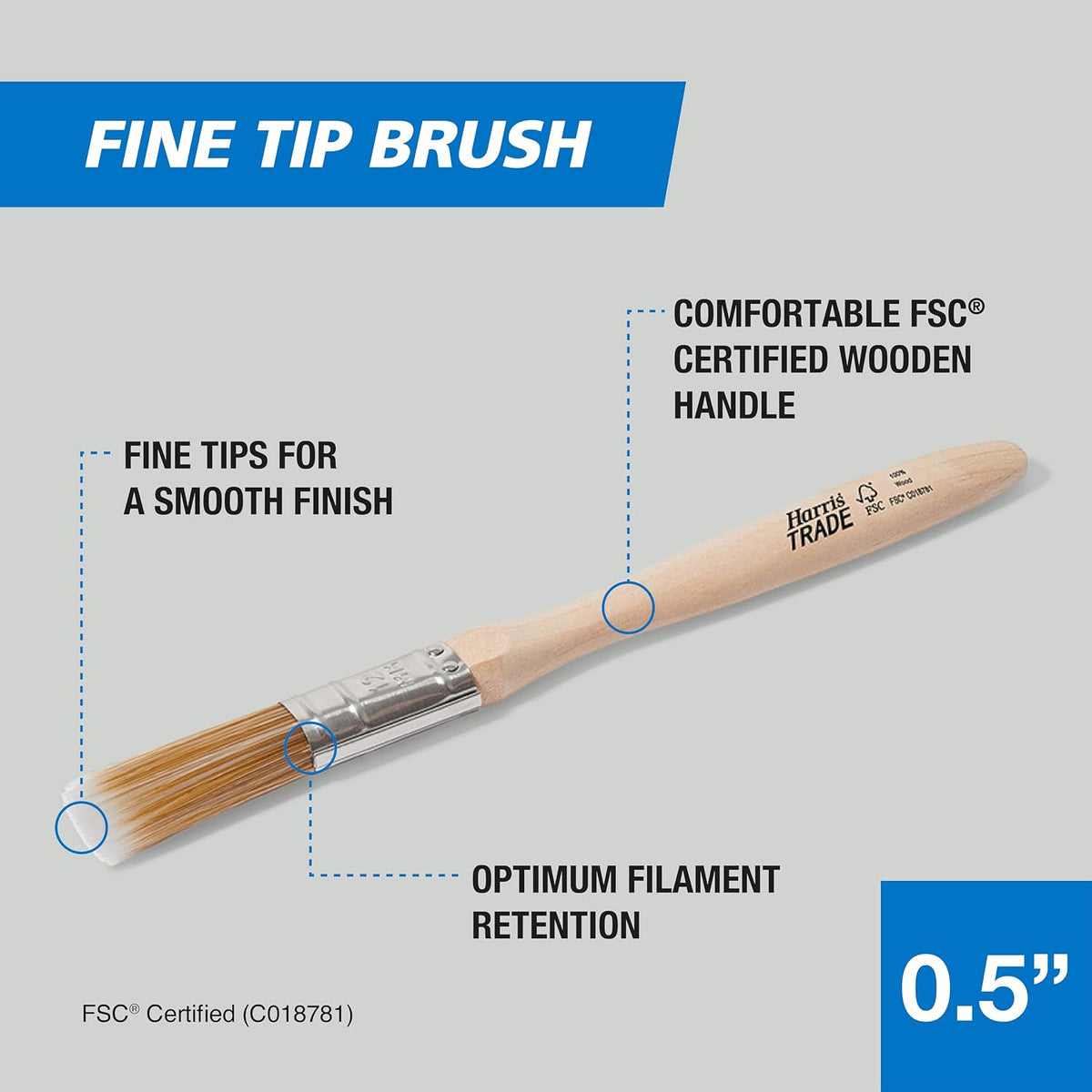 Harris Trade Fine Tip Emulsion & Gloss Paint Brush 0.5"