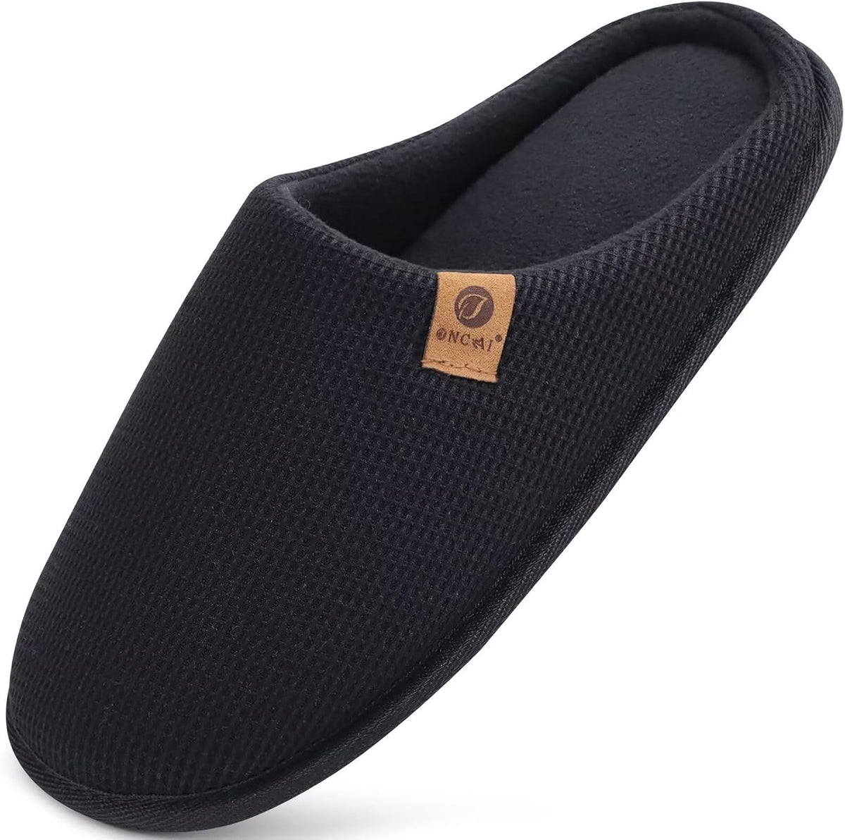 ONCAI Men's House Slippers，Cushion Memory Foam Shake Fleece and Man House Shoes with Faux Fur Lining and Indoor Outdoor Rubber Soles UK Size 6.5-14