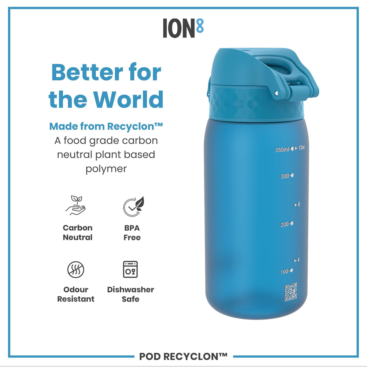 ION8 Kids Water Bottle, 350 ml/12 oz, Leak Proof, Easy to Open, Secure Lock, Dishwasher Safe, Carry Handle, Hygienic Flip Cover, Easy Clean, Odour Free, Rose Pink