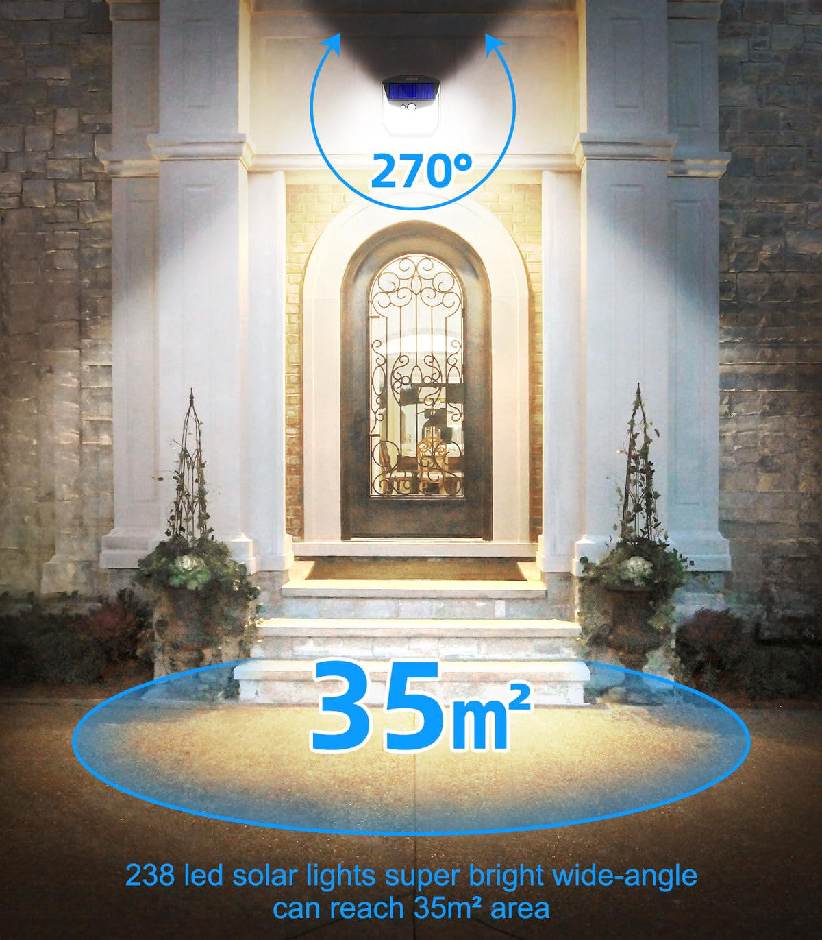 Solar Security Lights Outdoor Garden - 248 LED Solar Powered Outside Light 3 Modes Motion Sensor and 270°Wide Angle IP65 Waterproof Solar Power Wall Lighting For Fence Flood Door Garage Yard 6Pack