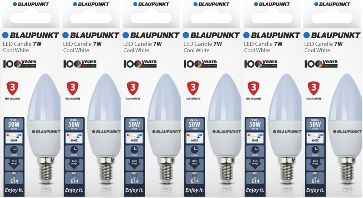 Blaupunkt E14 LED Light Bulb Candle Shape – 10W (Equivalent to 80W - 100W), 820 Lumens, 4000K Neutral White LED – Non‑Dimmable, E14 Screw Base, Energy‑Efficient Home Lighting – Pack of 1