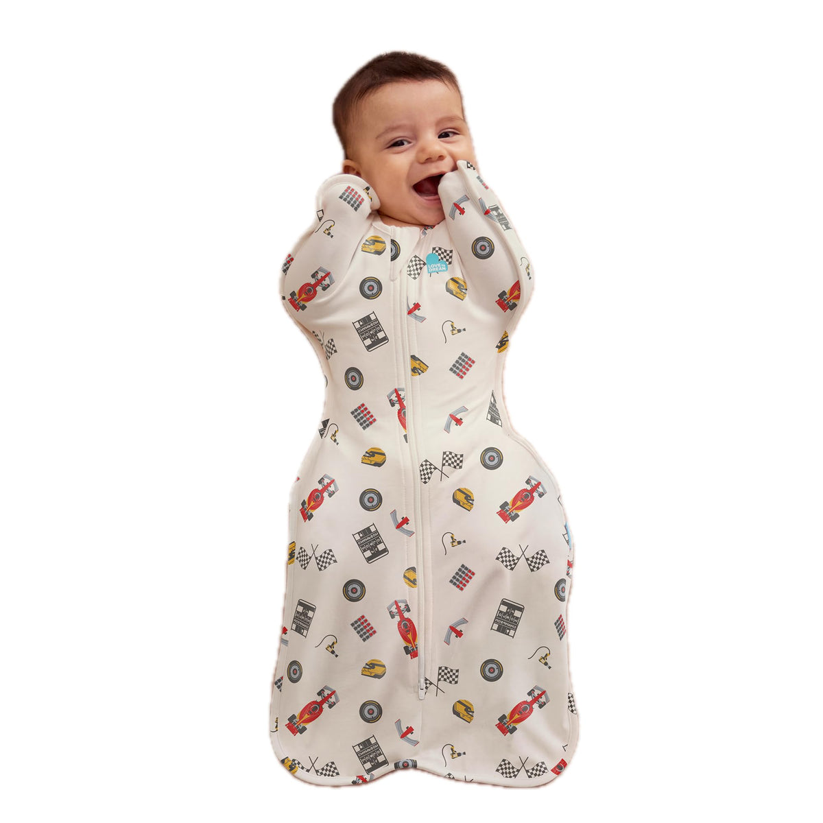 Love To Dream™ Swaddle UP™, Newborn 2.2-3.8 kg - Grey, Snug Fit, Supports Healthy Sleep Routine, 1.0 Tog - Ideal for 20-24°C Temperatures, Machine Washable Cotton & Double Zip for Easy Nappy Changes