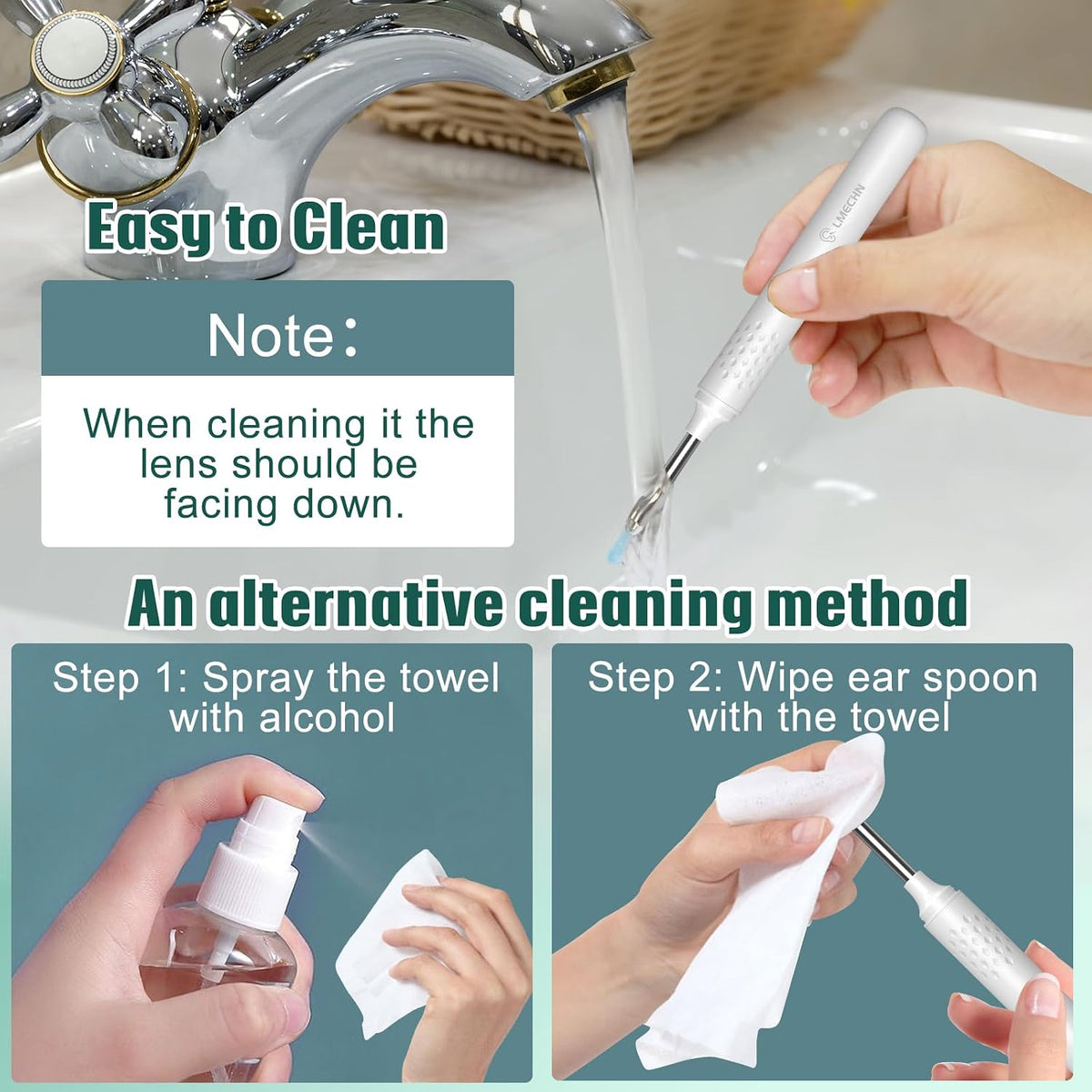 Ear Cleaner with Camera, Ear Wax Removal Kit with 1080P, Ear Camera Otoscope with LED Light, Ear Cleaning Kit for iPhone, iPad, Android Phones-White