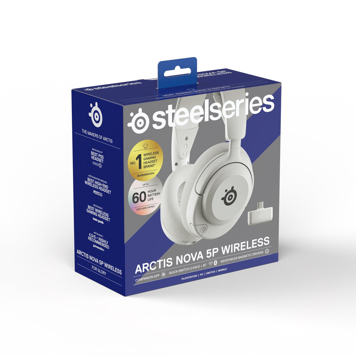 SteelSeries Arctis Nova 5P Wireless - PS5 Gaming Headset - 100+ Audio Presets via App - Neodymium Magnetic Drivers - 60H Battery - 2.4GHz/BT - ClearCast Gen2.X Mic - Supports PS4, PC, Mobile