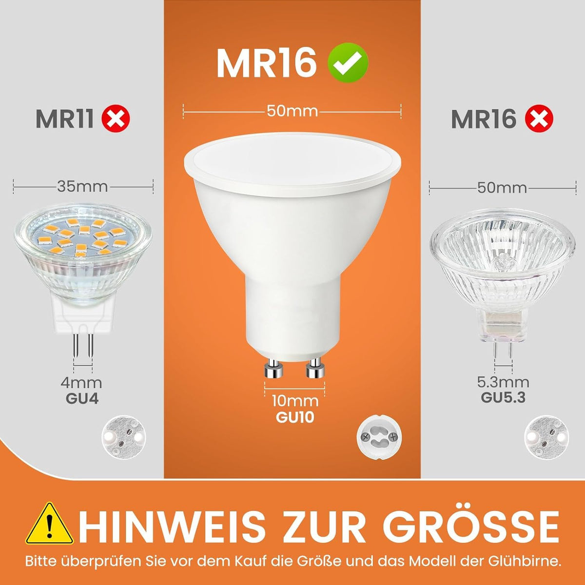 ALUSSO 5W GU10 LED Bulbs Warm White 3000K, 400LM Brightness Pack of 4