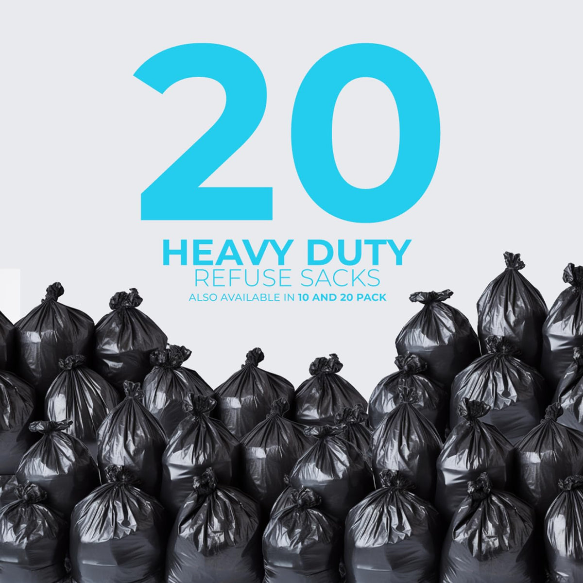 Roe Tenpo 100 Pack Heavy Duty Black Bin Bags – 100L, 33 μm Recyclable Refuse Sacks, Leak-Proof Bin Liners – Rubbish Bags for Kitchen, Home, DIY & Garden, Household, Office & Catering