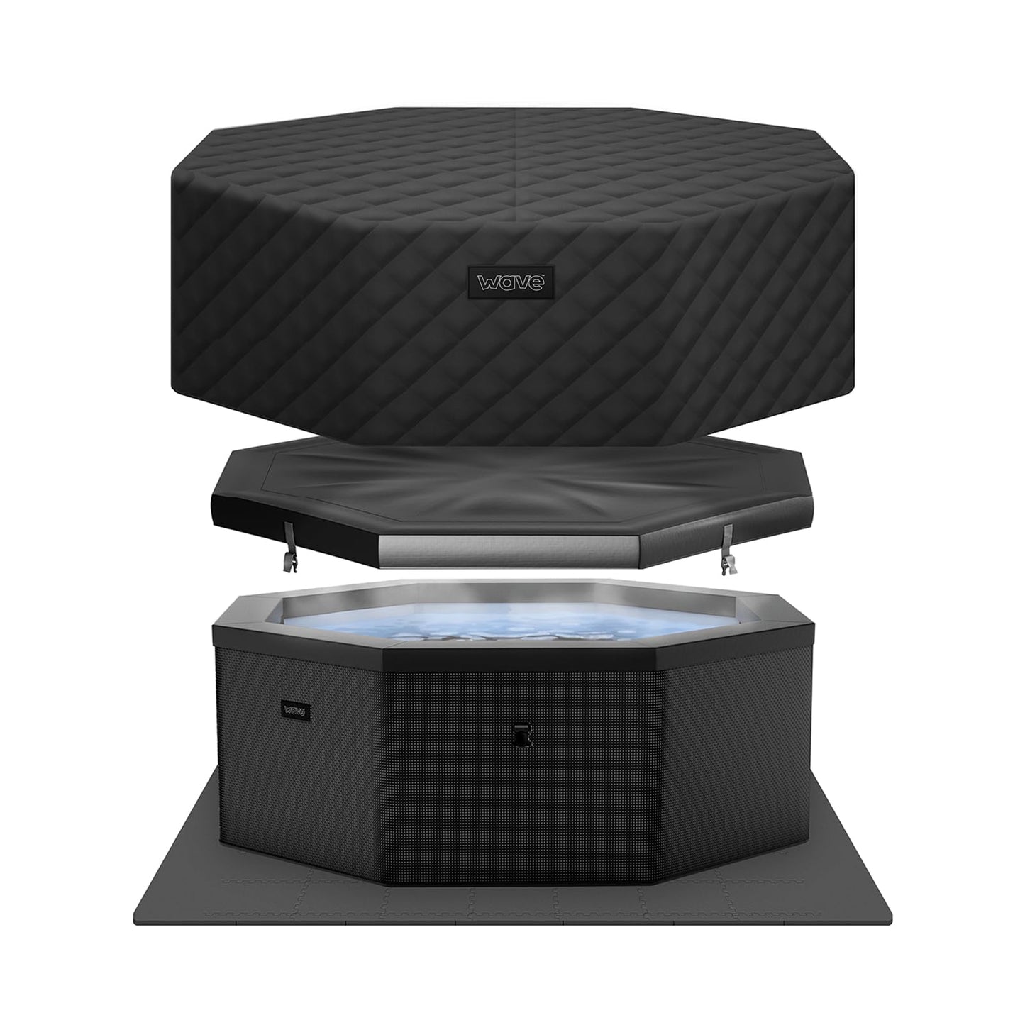 Wave Como 6 Person Eco Foam Hot Tub | Portable Outdoor Spa with Rapid Heating | Durable PVC Material | Easy Setup | Ideal for Garden and Patio Relaxation (Charcoal Black, 6 Person | EnergySave Bundle)