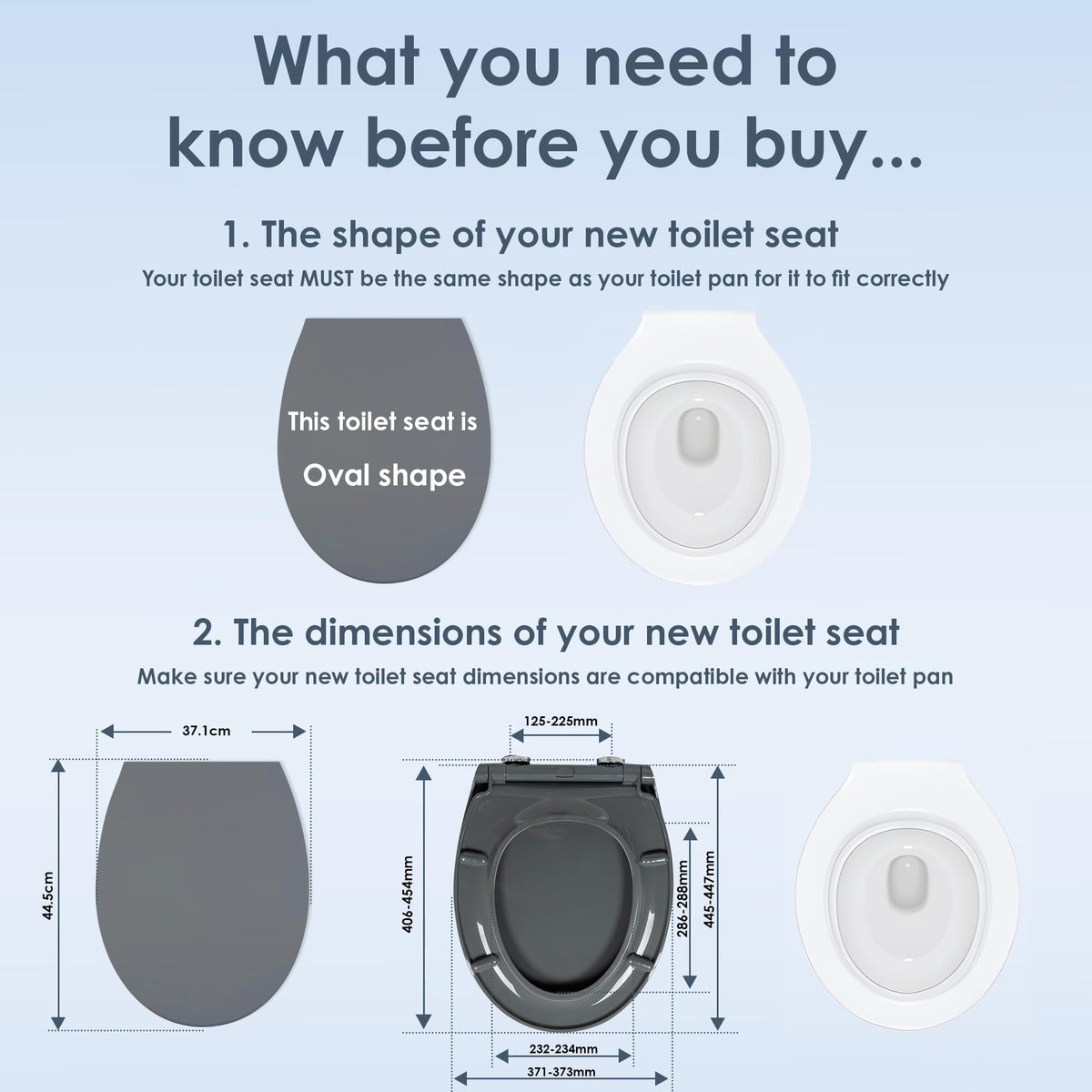 AQUALONA® Premium Thermoplastic Toilet Seat Soft Close Hardwearing Seat with Two Button Hinge Release D Shaped Easy to Clean Simple Installation Top and Bottom Fittings (White - D Shape)