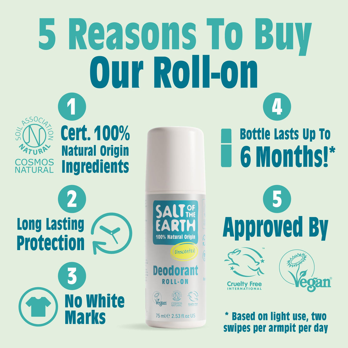 Salt of the Earth Natural Deodorant Roll On - Lavender & Vanilla - 75ml