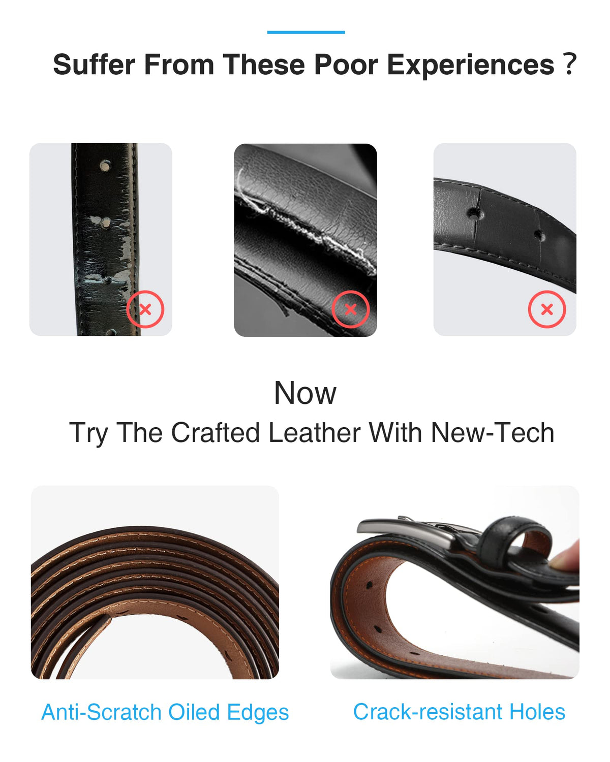 CHAOREN Leather Belts for Men, Mens Belts Leather 1 1/8" for Business Suit