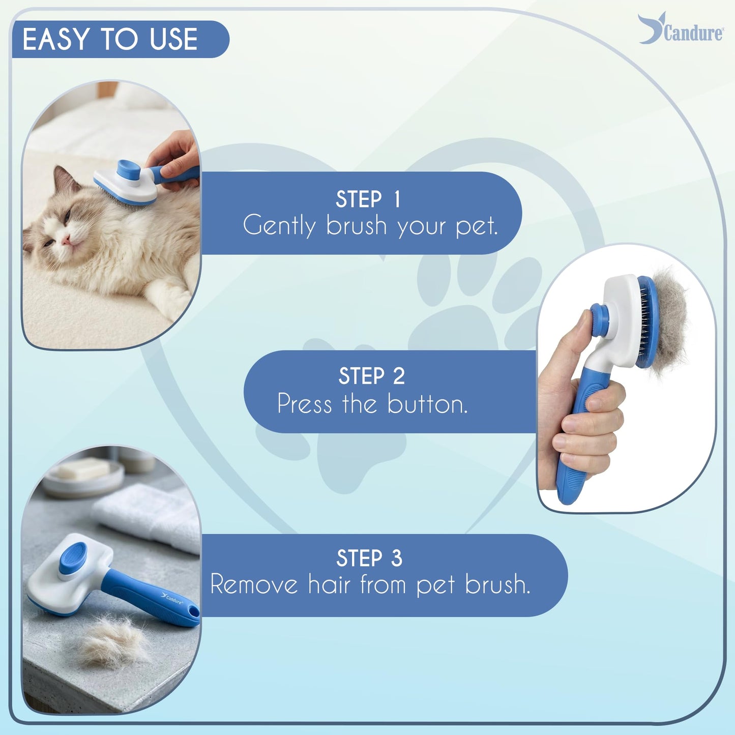 Candure Dematting Comb for Dog and Cat, Pet Grooming Rake and Brushes for Small, Medium & Large Dogs 17+9 Double Sided Deshedding Tool Removes Knots and Tangled Hair (Blue)