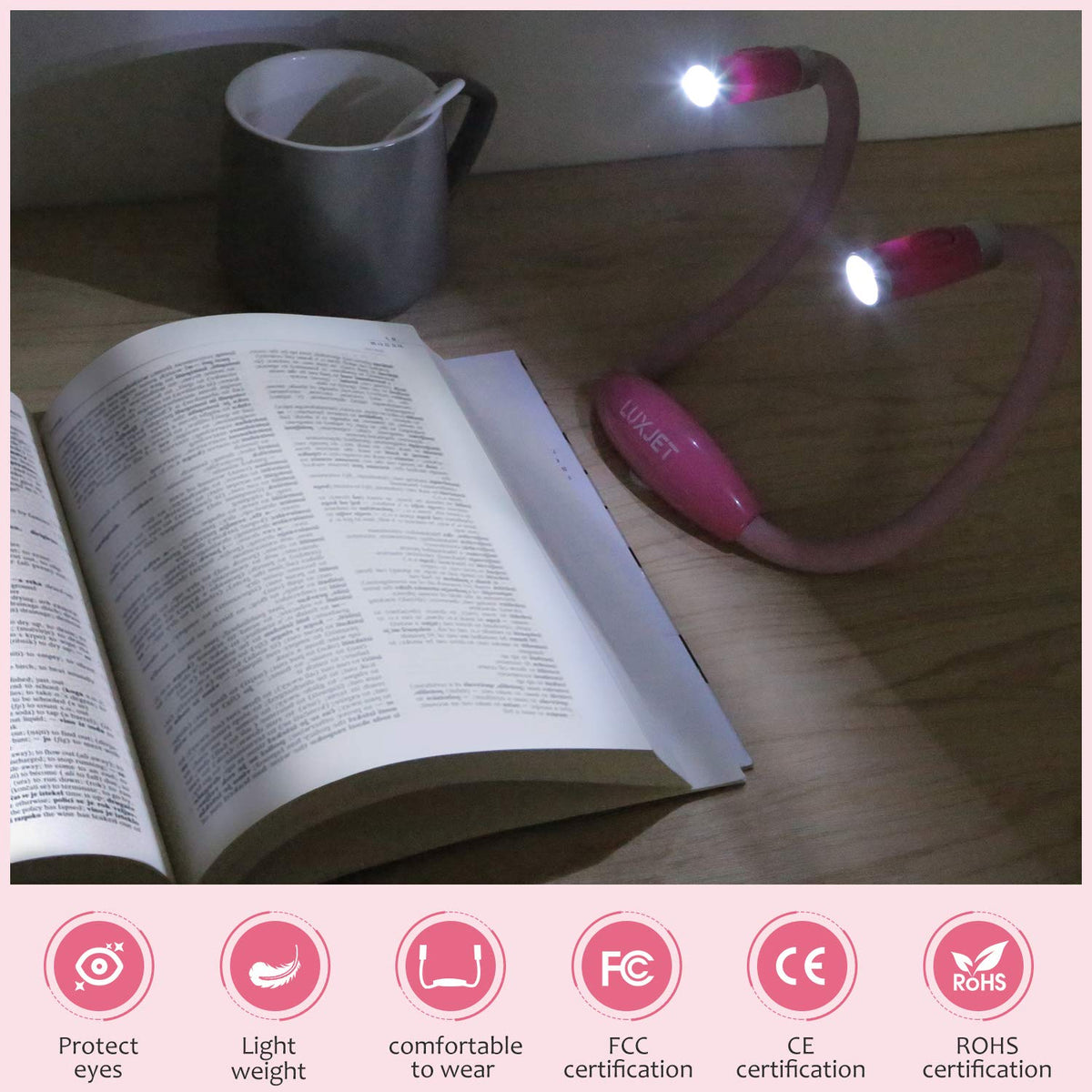 LUXJET Rechargeable Neck Book Light Night Lamp for Reading (Dark Blue)