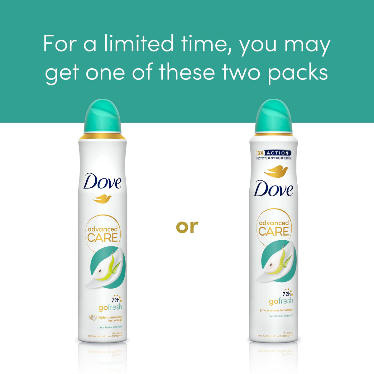 Dove Advanced Care Original Anti-perspirant Deodorant Spray with Triple Moisturising technology aerosol for 72 hours of protection 100 ml