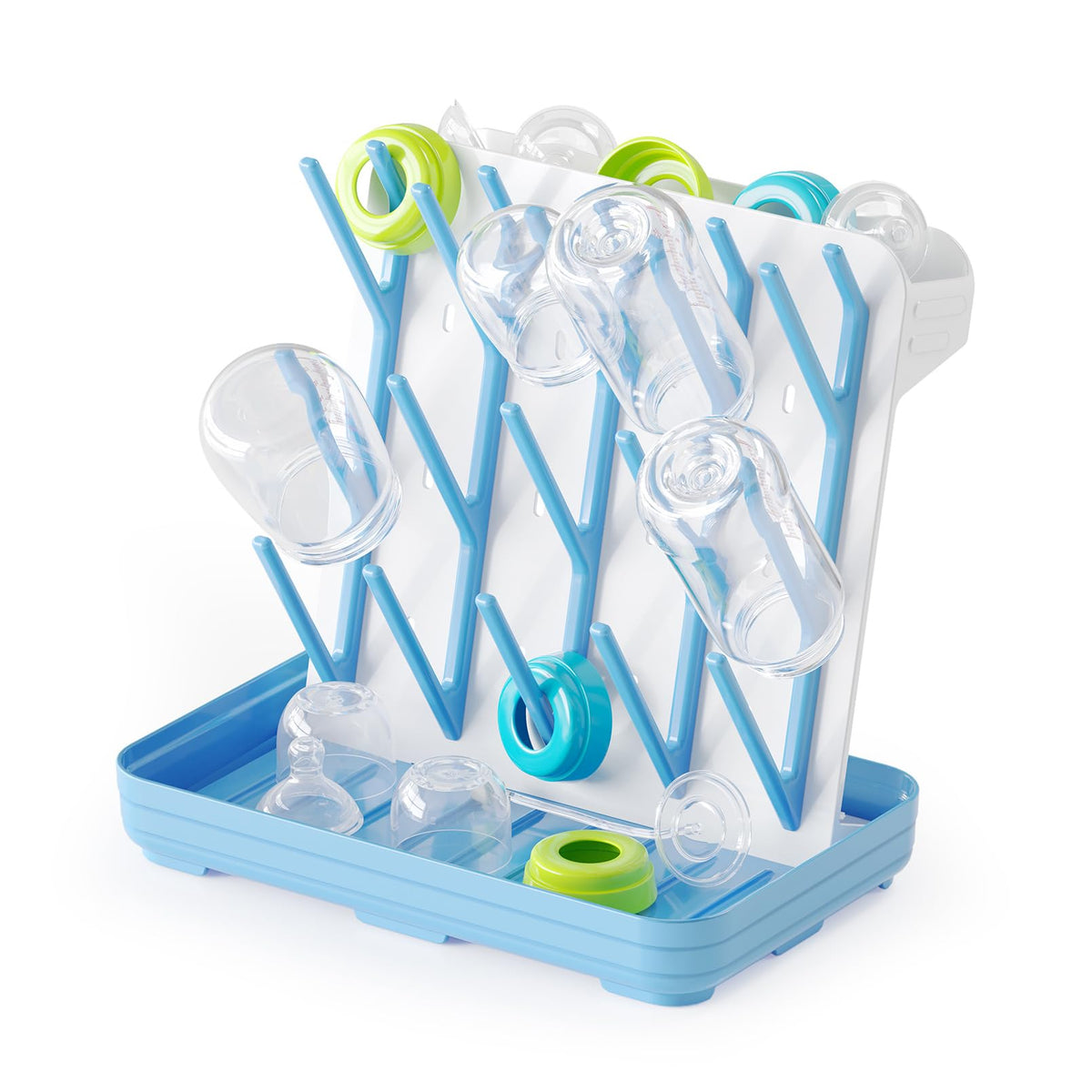 SpaceAid Baby Bottle Drying Rack with 20 Hooks, White and Gray
