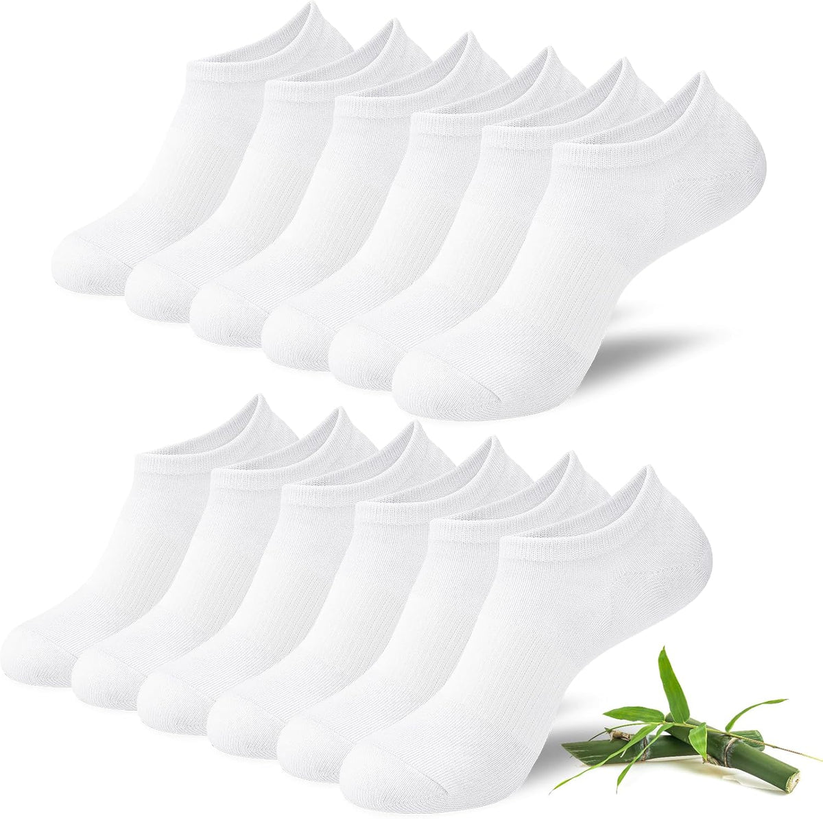 Niofind Bamboo Trainer Socks for Womens & Mens, 6 Pairs, Non Slip No Show
