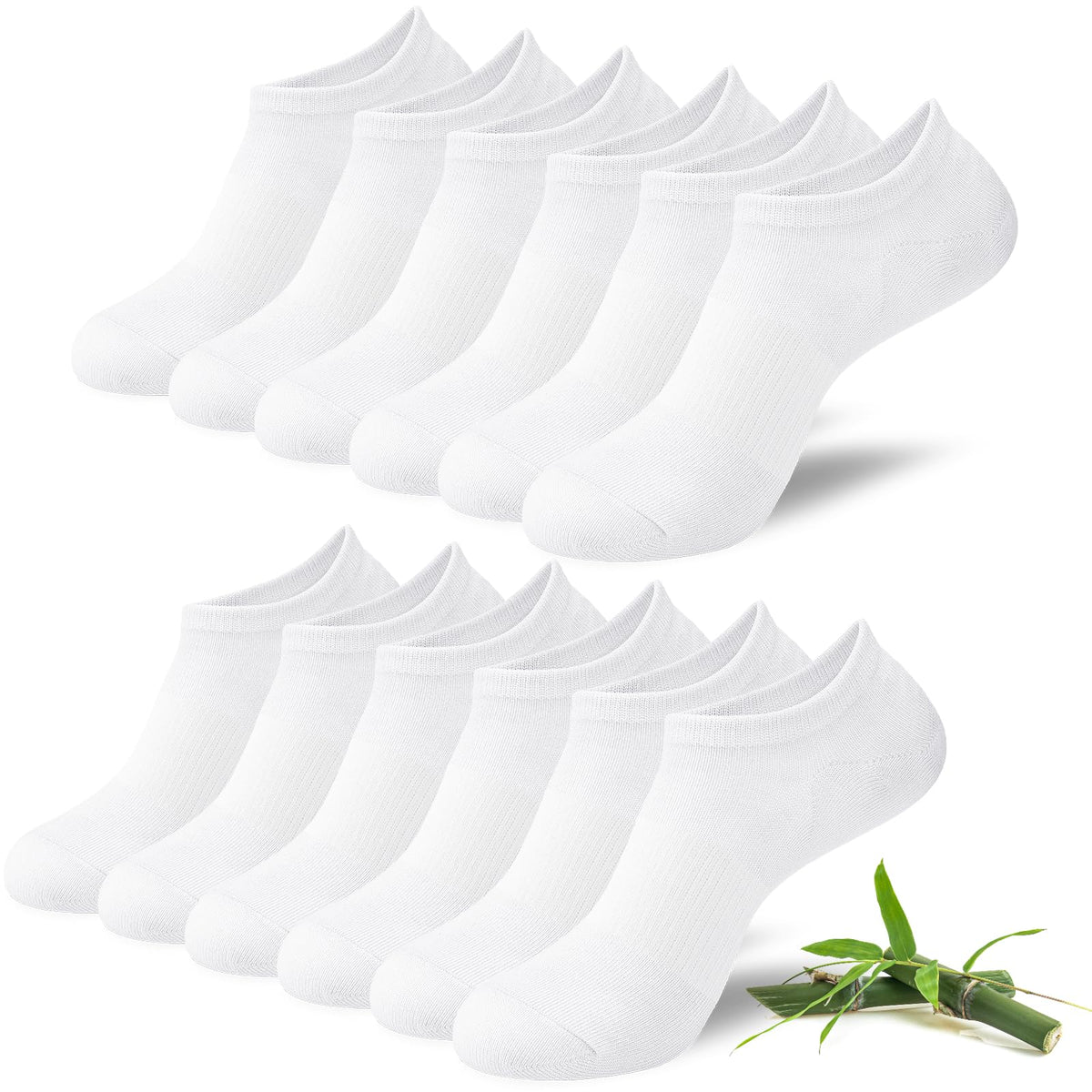 Niofind Bamboo Trainer Socks for Womens & Mens, 6 Pairs, Non Slip No Show