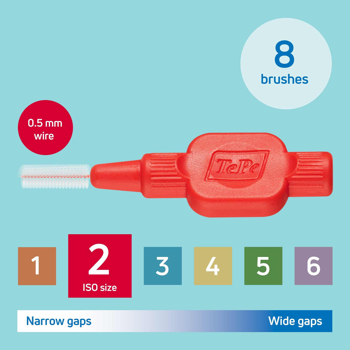 TePe Interdental Brush, Original, Blue, 0.6mm/ISO 3, 8pcs