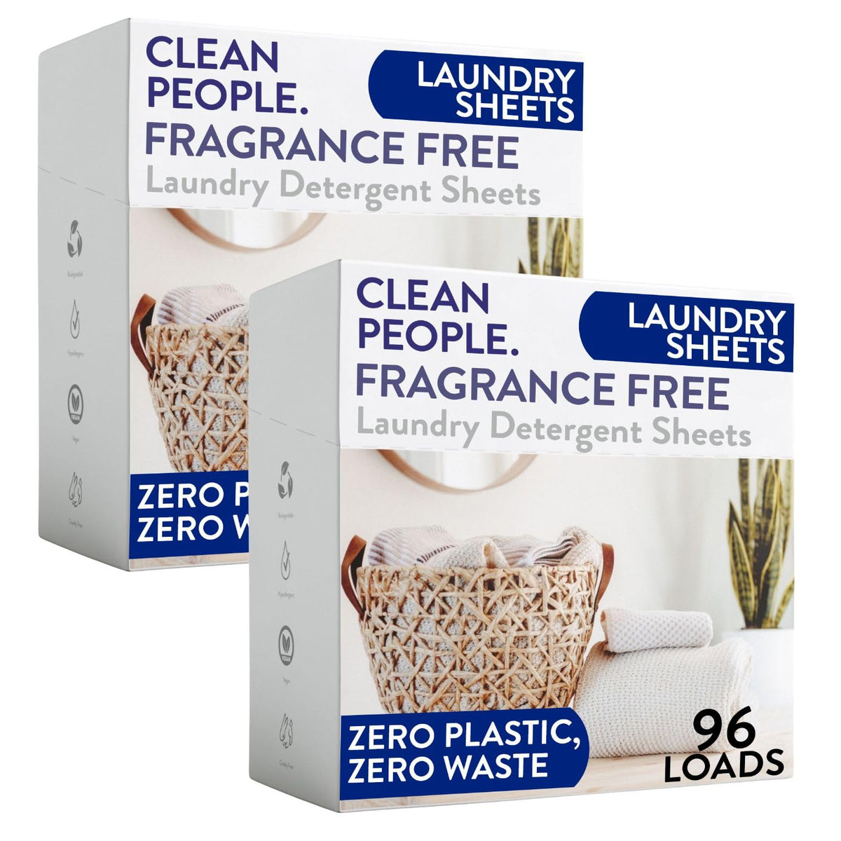 Clean People Laundry Detergent Sheets - Recyclable Packaging, Hypoallergenic, Stain Fighting - Ultra Concentrated, Laundry Soap - Fresh Scent, 32 Pack