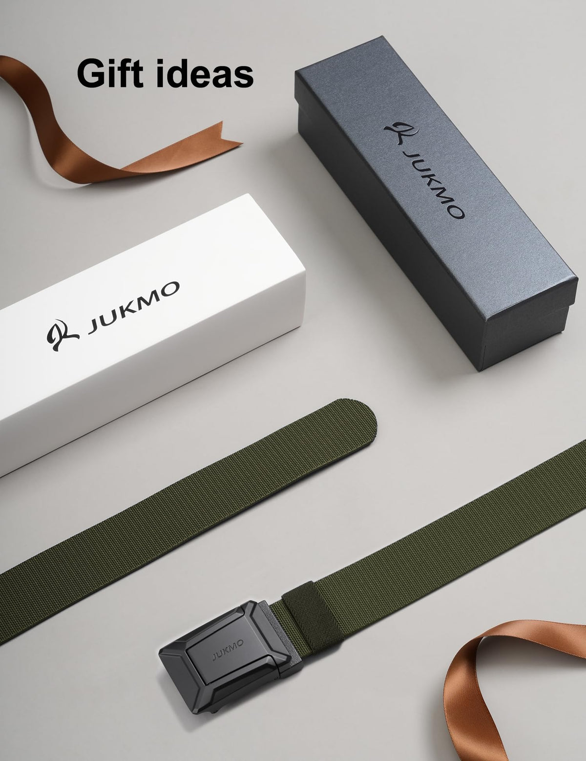 JUKMO Stretch Tactical Belt for Men, Military Work Rigger Hiking 1.5" Elastic Nylon Web Ratchet Quick Release Belt in Gift Box
