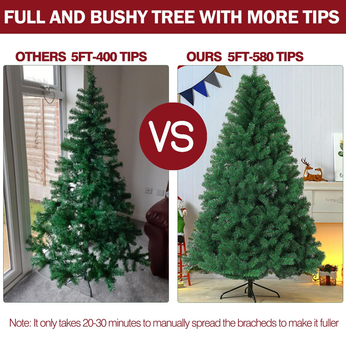 7ft Premium Christmas Tree 1432 Branch Tips Green Xmas Trees Bushy Artificial Christmas Tree Pine Tree with Metal Stand Easy to Assemble Realistic Spruce Branches Christmas Tree for Indoor and Outdoor