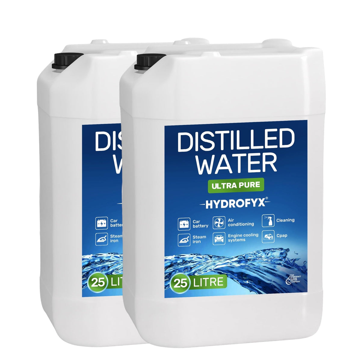 HYDROFYX 5L Distilled Water – 0 PPM TDS Mineral Free Water for CPAP Machines, Humidifiers, Steam Irons & Car Batteries – Made in UK