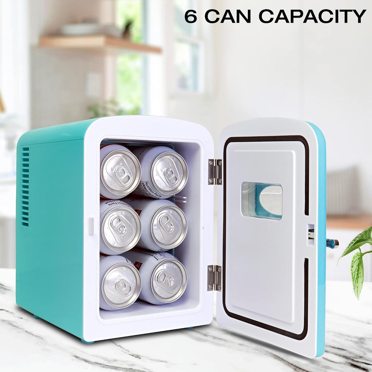 Koolatron Retro Mini Fridge For Bedrooms 12V Portable Cooler Refrigerator 4L Small 6 Can Table Top Quiet Mini Fridges For Skincare Food Drinks Kids Home Car & Travel Black