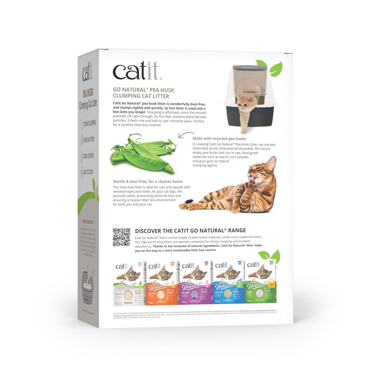 Catit Go Natural Vanilla Scented Pea Husk Clumping Cat Litter, Deodorising, 99.9% Dust-Free, Fast Clumping Cat Litter, Plant-Based Litter for Cats & Kittens, 5.6kg (2 x 2.8kg)