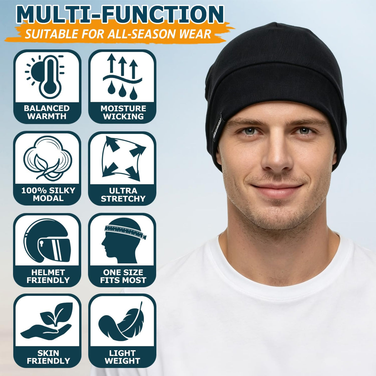 EINSKEY 100% Cotton Skull Caps for Men, Multipurpose Daily Wear Beanie Hat